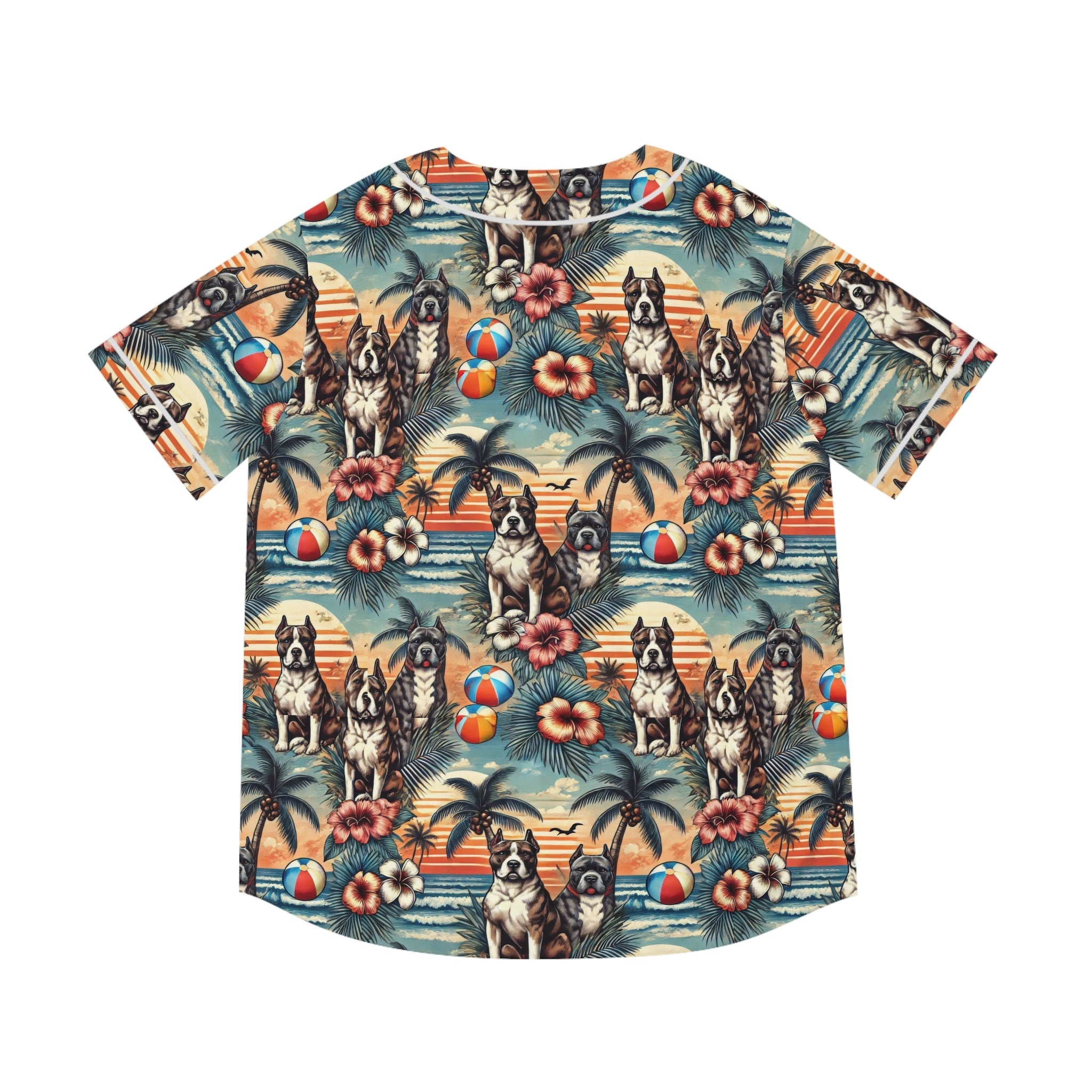 Tropical Dog Print Baseball Jersey for Fun Summer Vibes - Gregg Acini Adoree Designs - Baseball Jersey