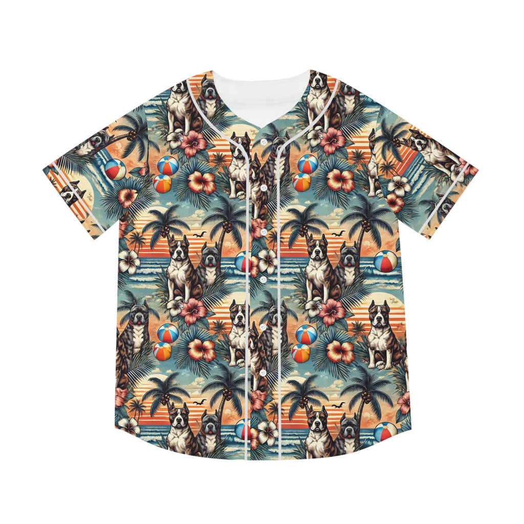 Tropical Dog Print Baseball Jersey for Fun Summer Vibes - Gregg Acini Adoree Designs - Baseball Jersey