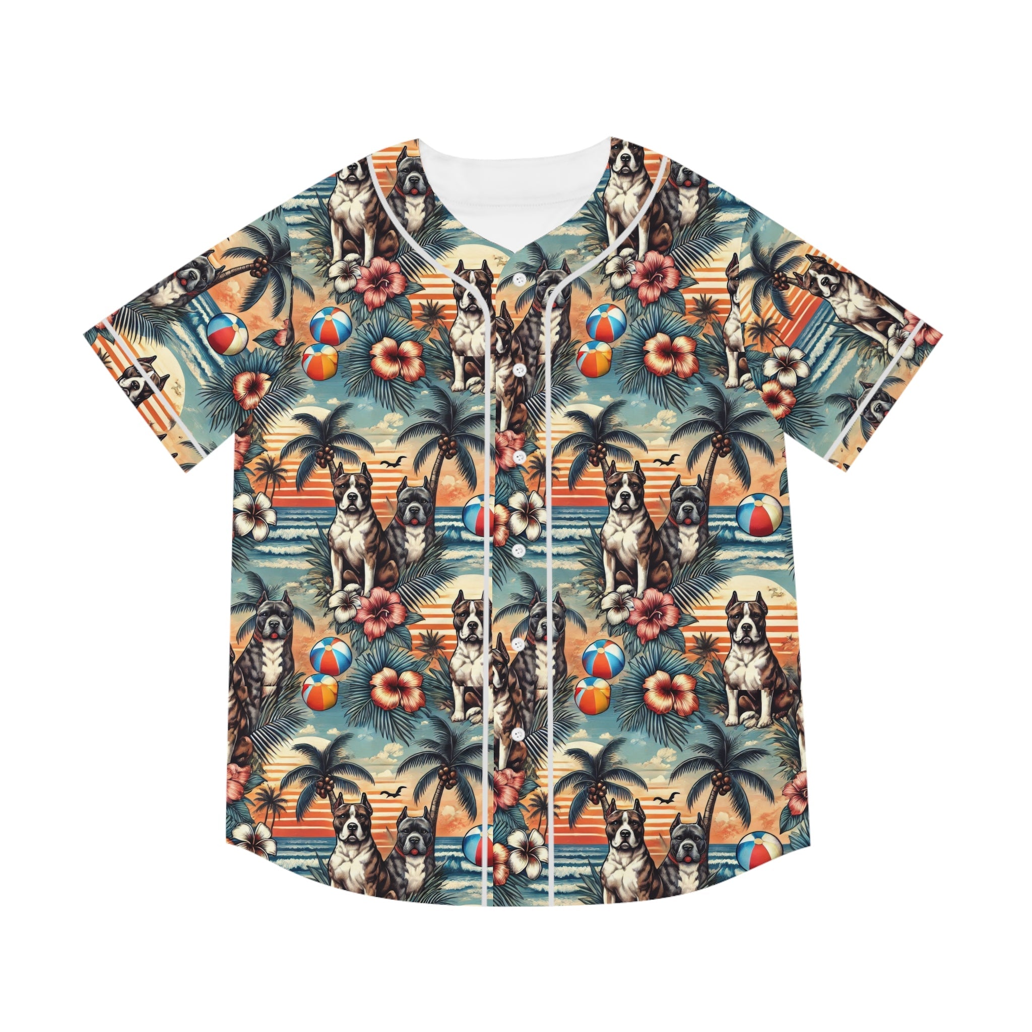 Tropical Dog Print Baseball Jersey for Fun Summer Vibes - Gregg Acini Adoree Designs - Baseball Jersey
