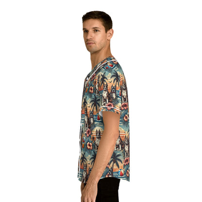 Tropical Dog Print Baseball Jersey for Fun Summer Vibes - Gregg Acini Adoree Designs - Baseball Jersey