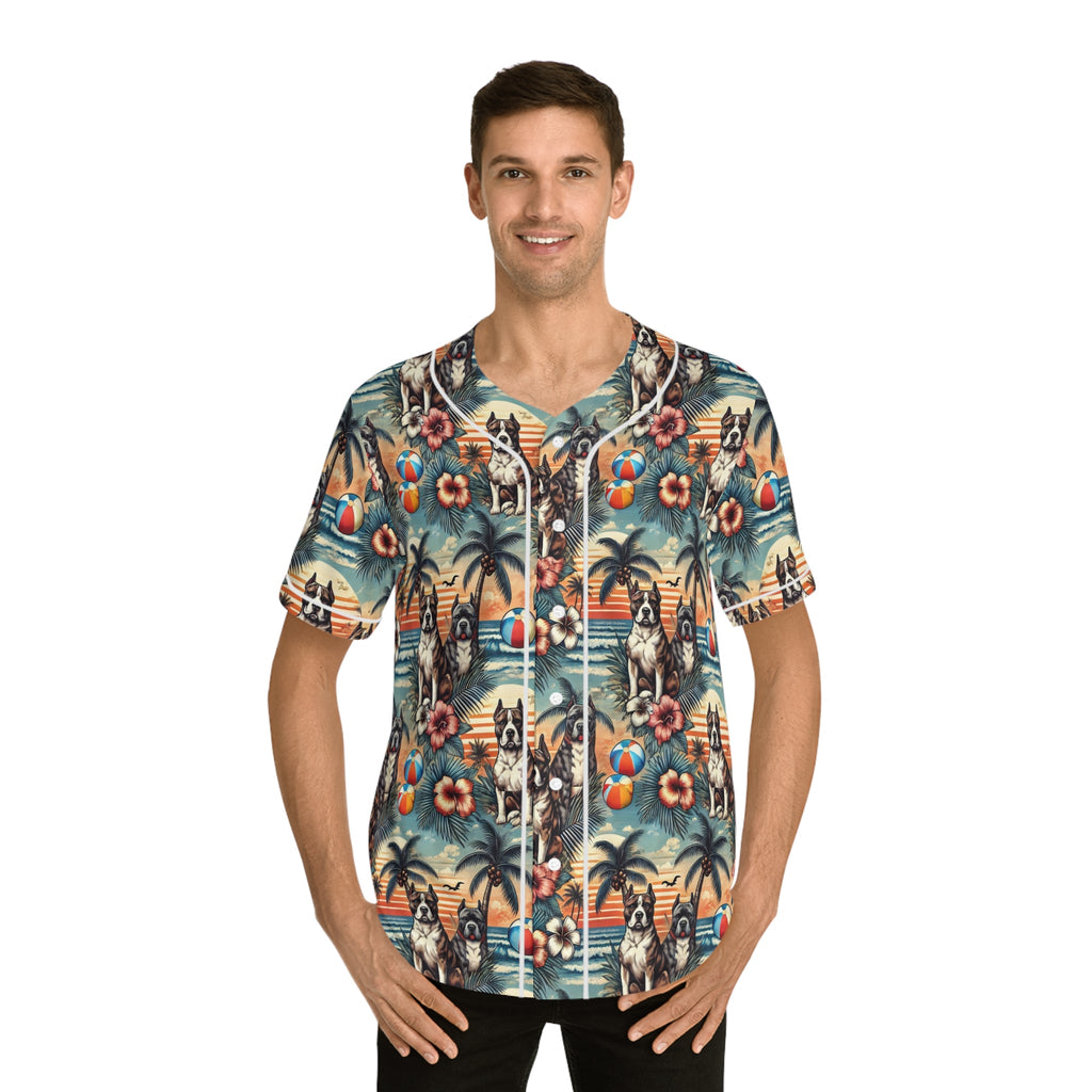 Tropical Dog Print Baseball Jersey for Fun Summer Vibes - Gregg Acini Adoree Designs - Baseball Jersey
