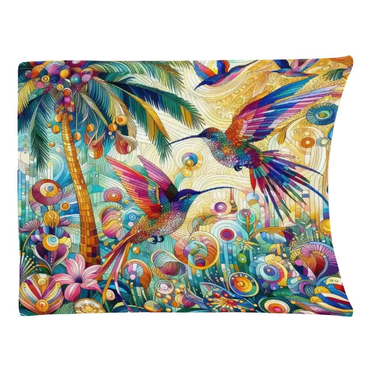 Tropical Hummingbirds 300 GSM Flannel Throw Blanket (Made in USA) - Gregg Acini Adoree Designs - Blanket