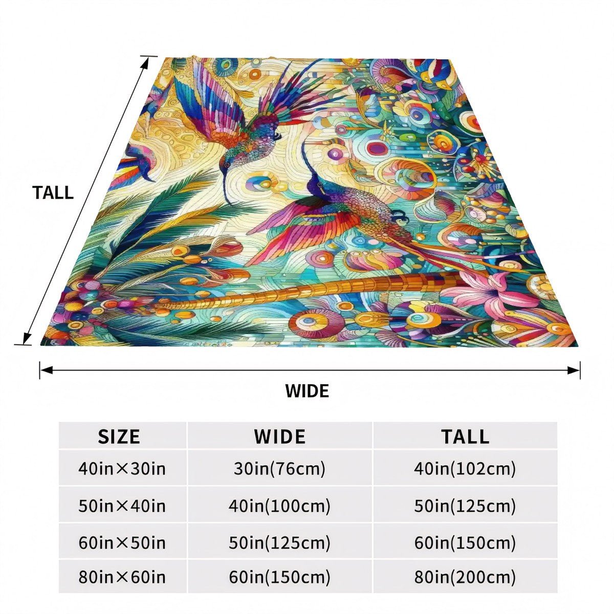 Tropical Hummingbirds 300 GSM Flannel Throw Blanket (Made in USA) - Gregg Acini Adoree Designs - Blanket
