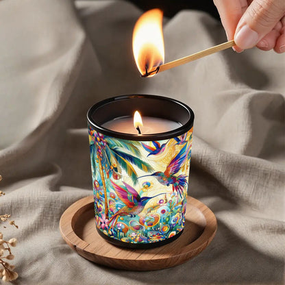 Tropical Hummingbirds Black Jar Scented Candle (6oz) - Gregg Acini Adoree Designs - Candles