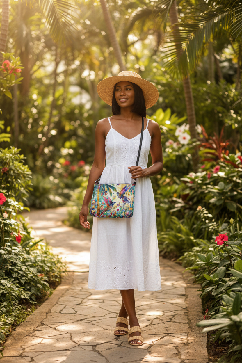 Tropical Hummingbirds Crossbody Bag Lifestyle