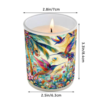 Tropical Hummingbirds Frosted Jar Scented Candle with Lid (6oz) - Gregg Acini Adoree Designs - Candles