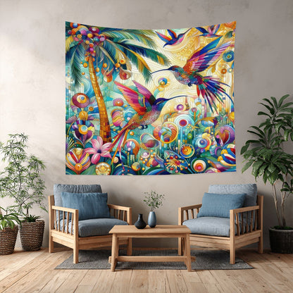 Tropical Hummingbirds Lightweight Wall Tapestry (Fabric Wall Hanging - USA) - Gregg Acini Adoree Designs - Wall Coverings