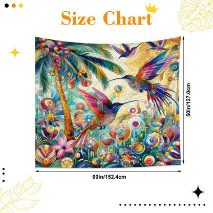 Tropical Hummingbirds Lightweight Wall Tapestry (Fabric Wall Hanging - USA) - Gregg Acini Adoree Designs - Wall Coverings