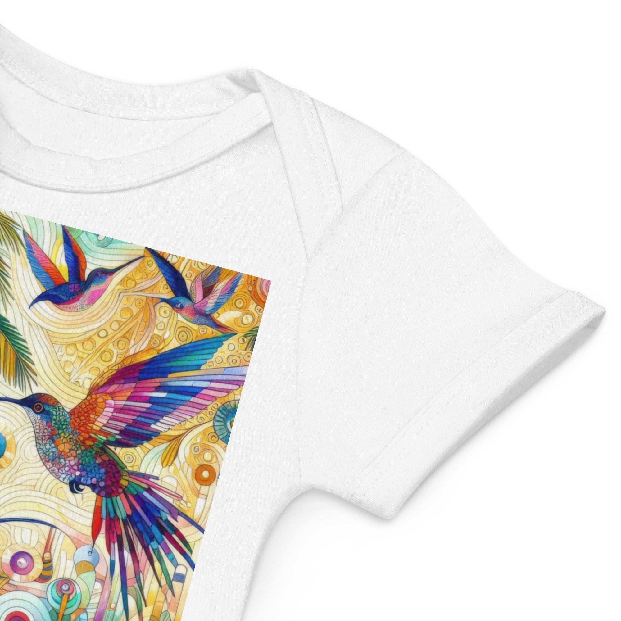 Tropical Hummingbirds Organic cotton baby bodysuit by Gregg Acini Adoree Designs - Gregg Acini Adoree Designs - Baby Bodysuit