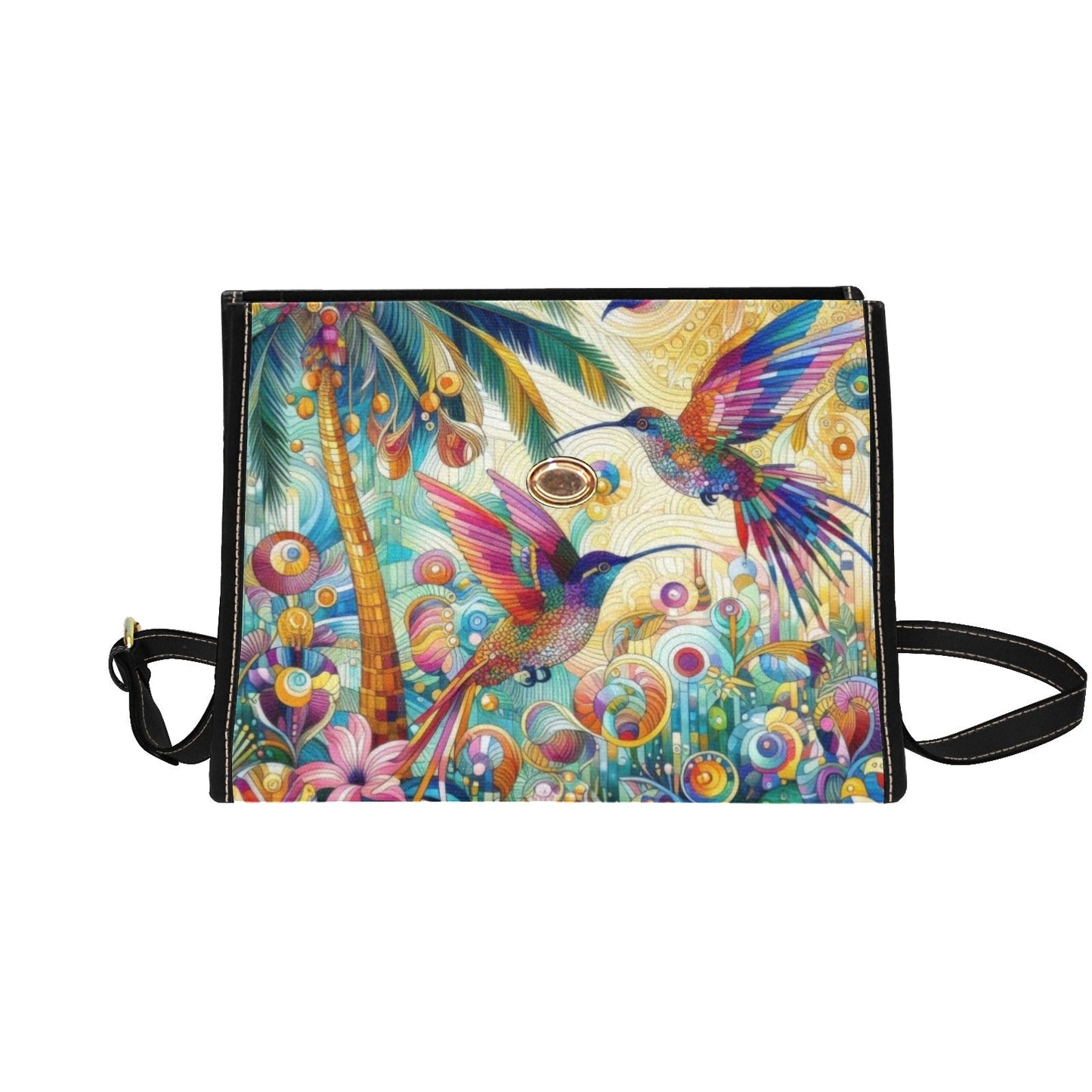 Tropical Hummingbirds Satchel Waterproof Canvas Bag - Gregg Acini Adoree Designs - Satchel