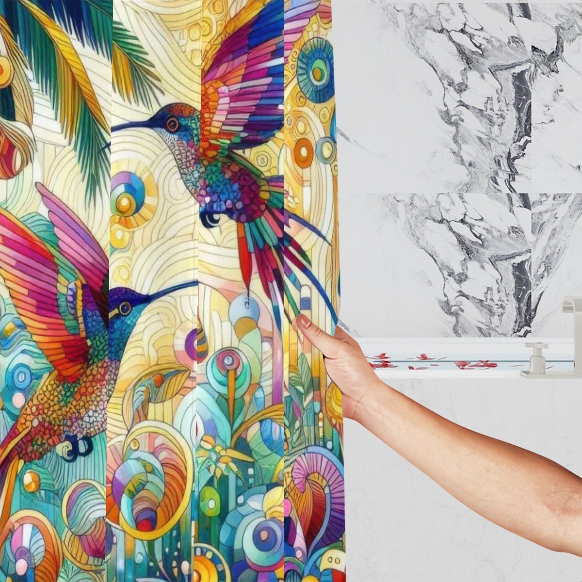 Tropical Hummingbirds Shower Curtain - Gregg Acini Adoree Designs - shower curtain