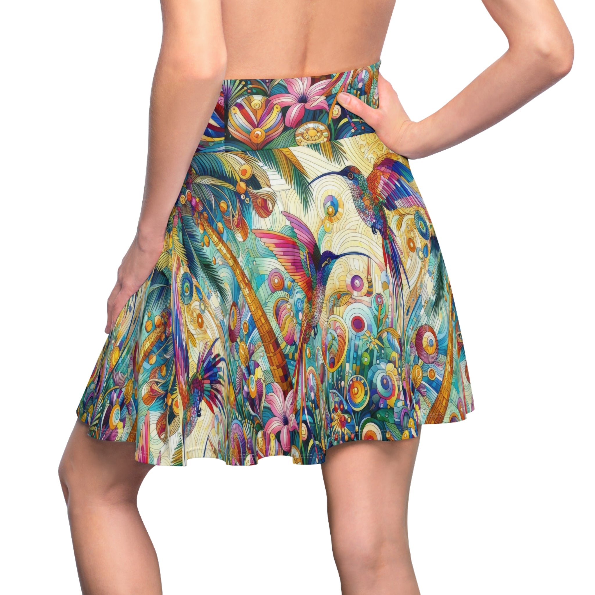 Tropical Hummingbirds Skater Skirt - Gregg Acini Adoree Designs - Skirt