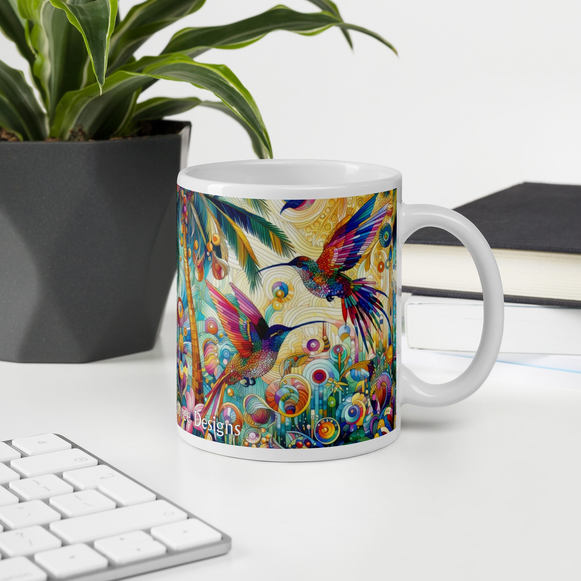 Tropical Hummingbirds White glossy mug by Gregg Acini Adoree Designs - Gregg Acini Adoree Designs - Mug