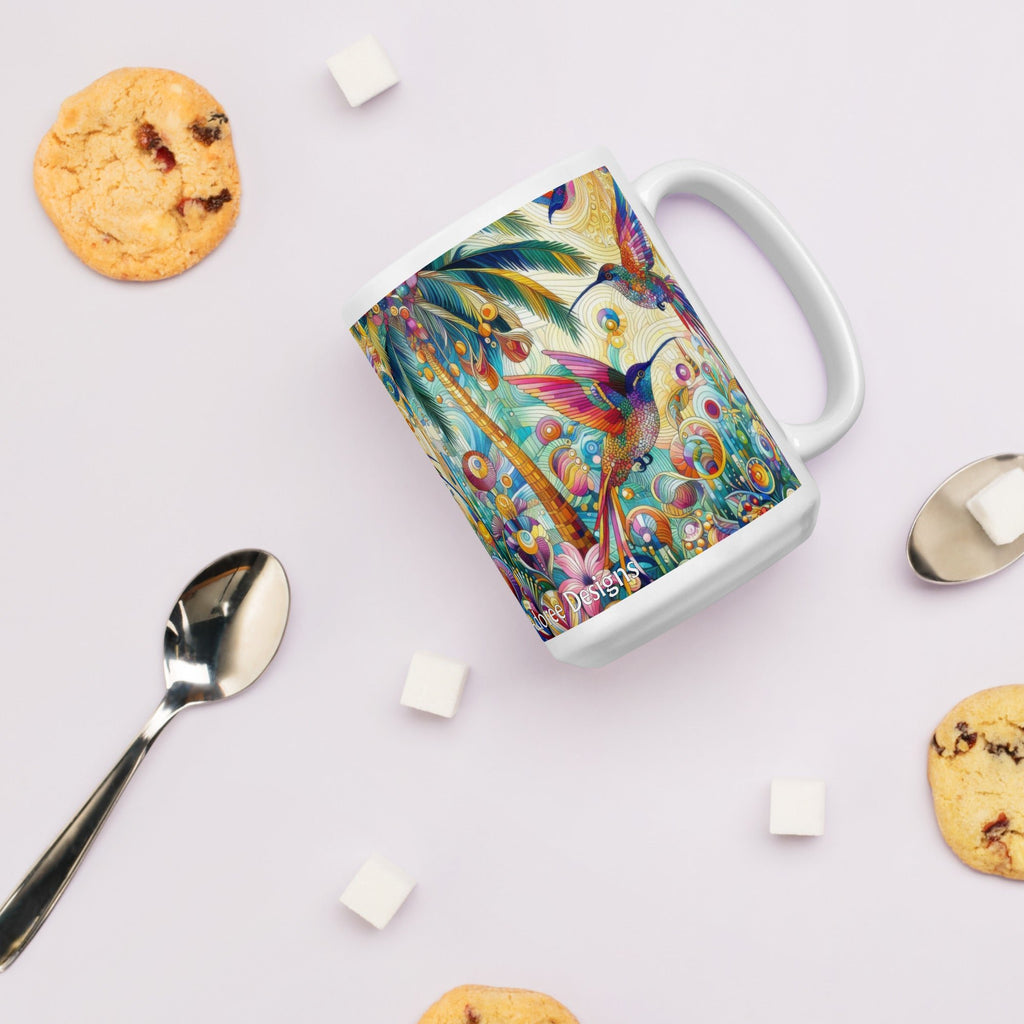 Tropical Hummingbirds White glossy mug by Gregg Acini Adoree Designs - Gregg Acini Adoree Designs - Mug