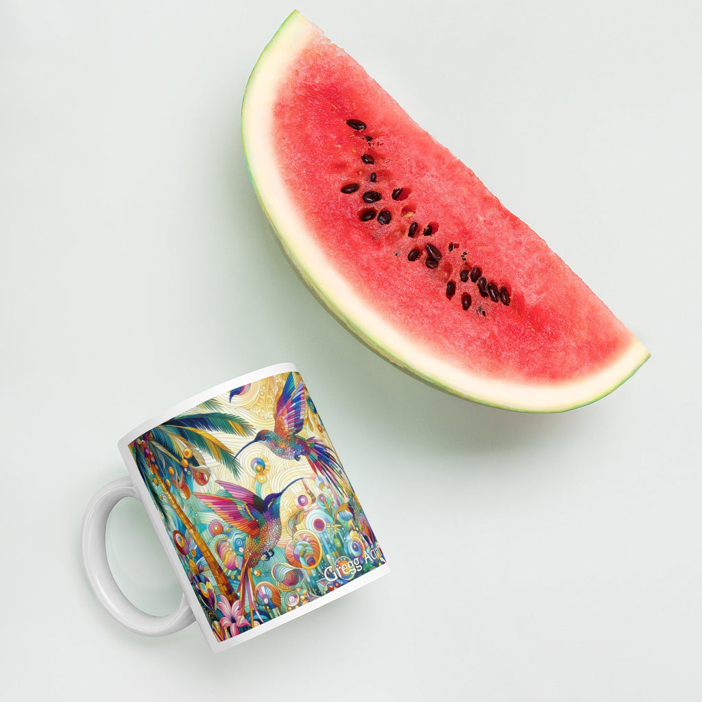 Tropical Hummingbirds White glossy mug by Gregg Acini Adoree Designs - Gregg Acini Adoree Designs - Mug