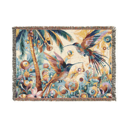 Tropical Hummingbirds Woven Blanket - Cozy Home Décor for Nature Lovers - Gregg Acini Adoree Designs - Blanket