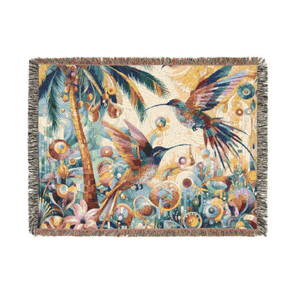 Tropical Hummingbirds Woven Blanket - Cozy Home Décor for Nature Lovers - Gregg Acini Adoree Designs - Blanket
