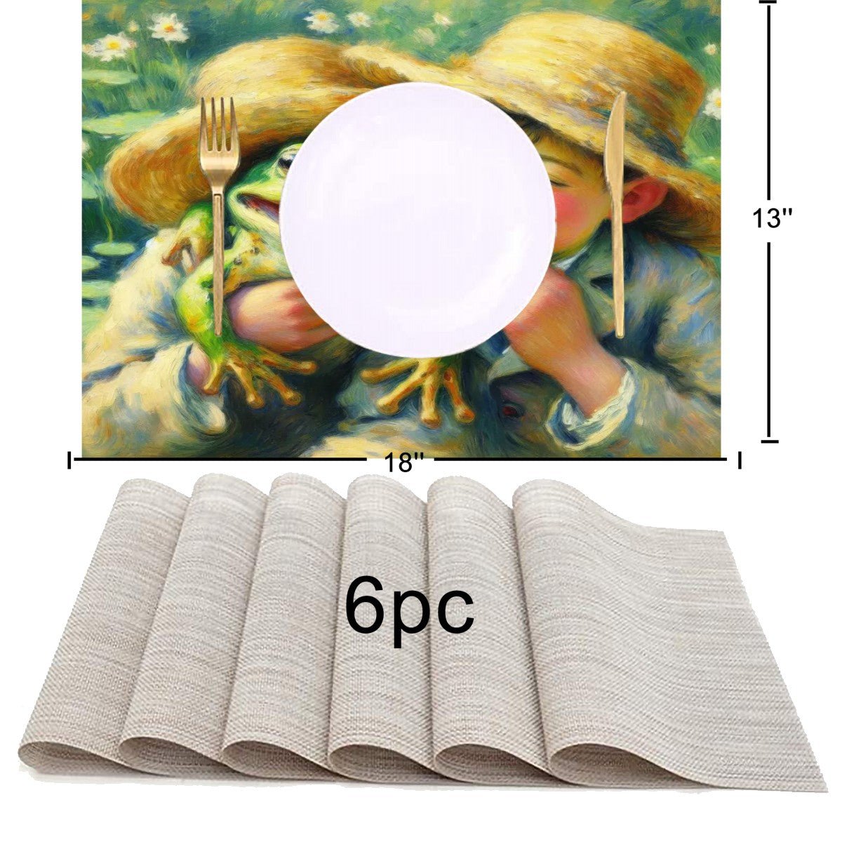 Turtles and Frogs Table Runner Placemat Set 7 Pieces - Gregg Acini Adoree Designs - Placemat