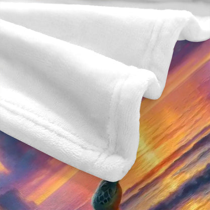Turtles in the Sunset 300 GSM Flannel Throw Blanket (Made in USA) - Gregg Acini Adoree Designs - Blanket