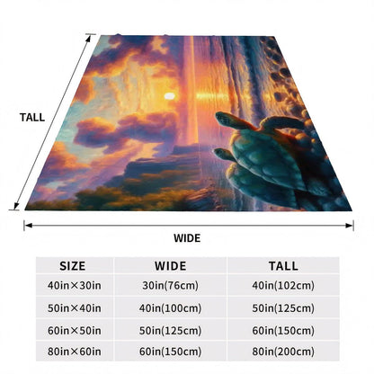 Turtles in the Sunset 300 GSM Flannel Throw Blanket (Made in USA) - Gregg Acini Adoree Designs - Blanket