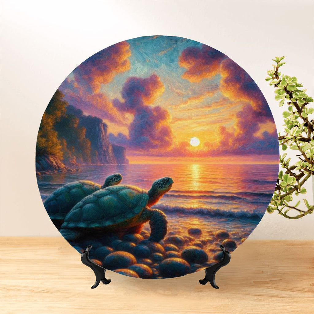 Turtles in the Sunset Decorative Plate - Gregg Acini Adoree Designs - Home Accessories