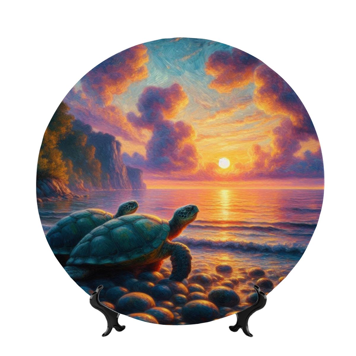 Turtles in the Sunset Decorative Plate - Gregg Acini Adoree Designs - Home Accessories