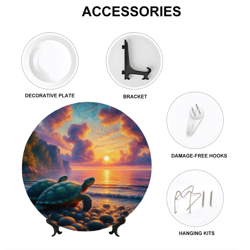Turtles in the Sunset Decorative Plate - Gregg Acini Adoree Designs - Home Accessories