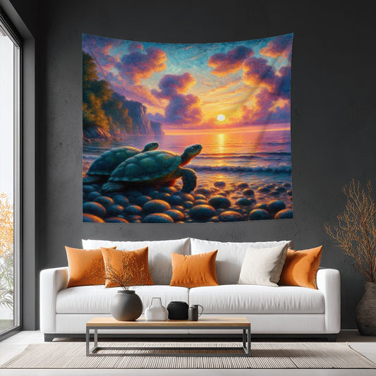 Turtles in the Sunset Lightweight Wall Tapestry (Fabric Wall Hanging - USA) - Gregg Acini Adoree Designs - Wall Coverings