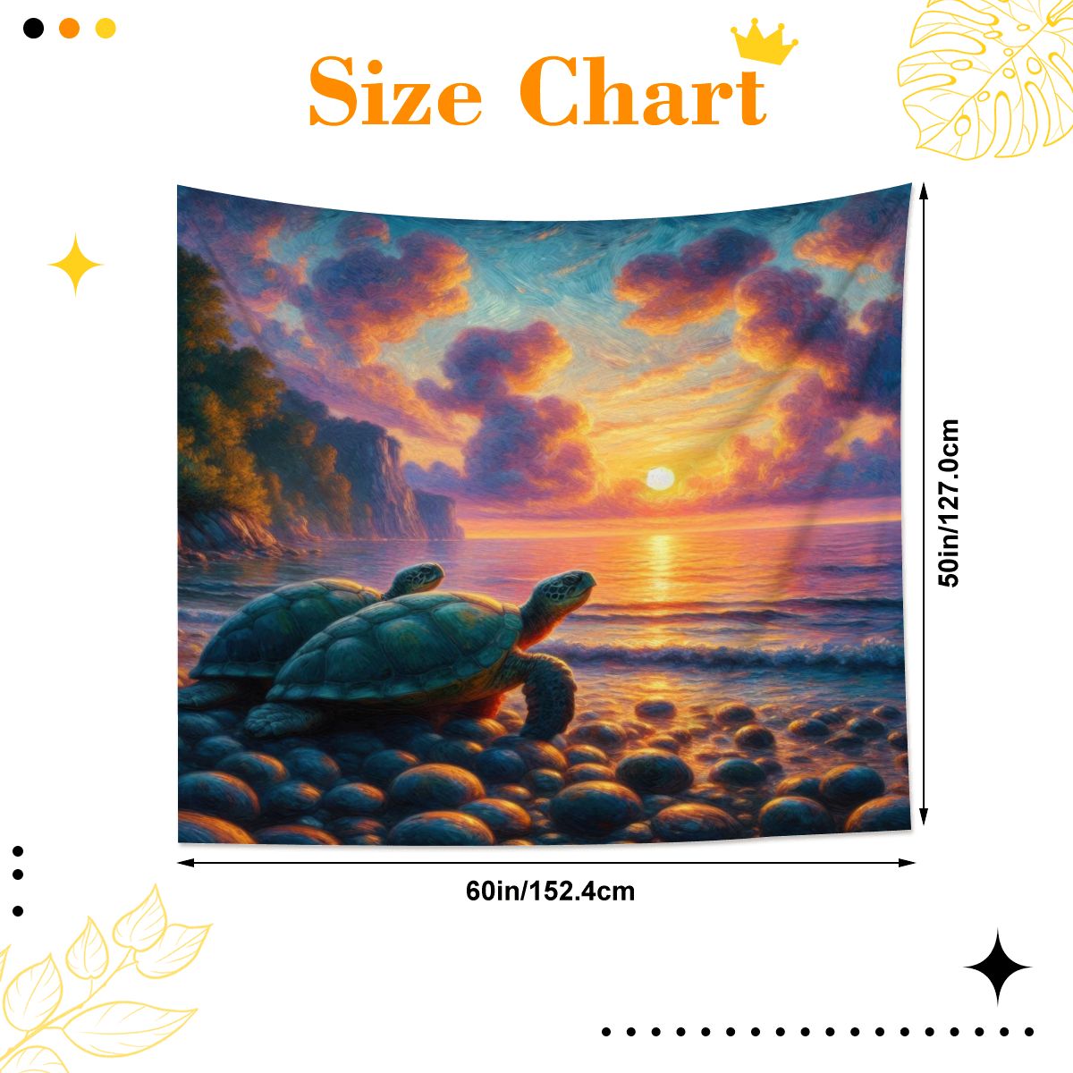 Turtles in the Sunset Lightweight Wall Tapestry (Fabric Wall Hanging - USA) - Gregg Acini Adoree Designs - Wall Coverings