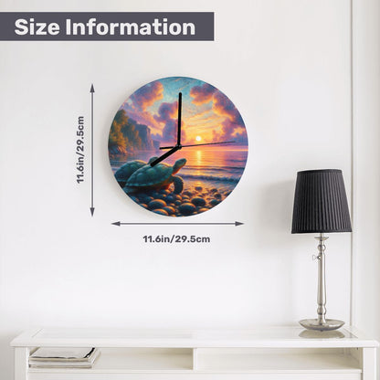 Turtles in the Sunset MDF Wall Clock (Made in USA) - Gregg Acini Adoree Designs - Wall Clock