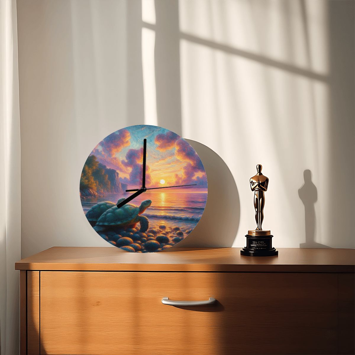Turtles in the Sunset MDF Wall Clock (Made in USA) - Gregg Acini Adoree Designs - Wall Clock