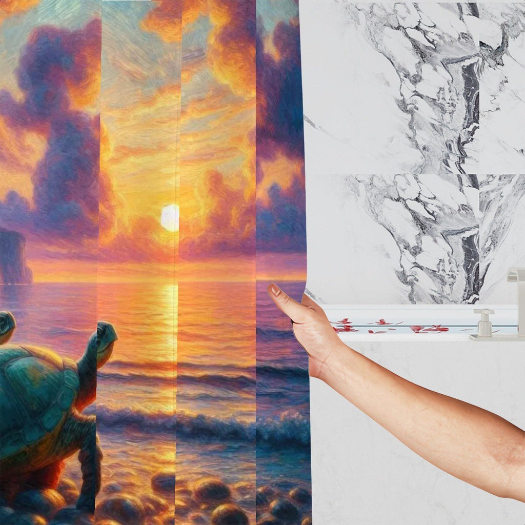 Turtles in the Sunset Shower Curtain - Gregg Acini Adoree Designs - shower curtain