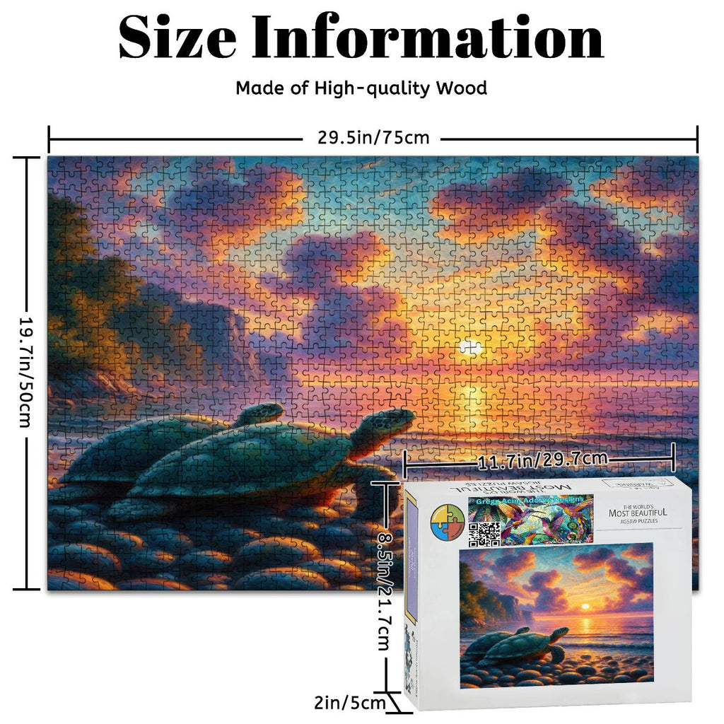 Turtles in the Sunset Wooden Jigsaw Puzzles 1000 pcs - Gregg Acini Adoree Designs - Jigsaw Puzzle