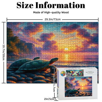 Turtles in the Sunset Wooden Jigsaw Puzzles 1000 pcs - Gregg Acini Adoree Designs - Jigsaw Puzzle