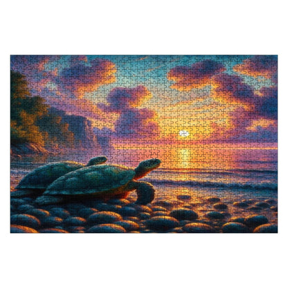 Turtles in the Sunset Wooden Jigsaw Puzzles 1000 pcs - Gregg Acini Adoree Designs - Jigsaw Puzzle
