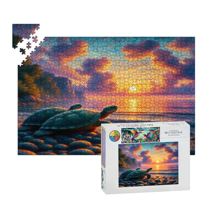 Turtles in the Sunset Wooden Jigsaw Puzzles 1000 pcs - Gregg Acini Adoree Designs - Jigsaw Puzzle