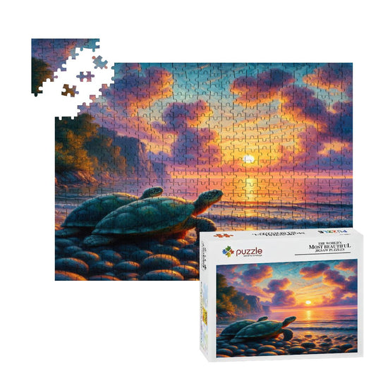 Turtles in the Sunset Wooden Jigsaw Puzzles 500 pcs - Gregg Acini Adoree Designs - Jigsaw Puzzle
