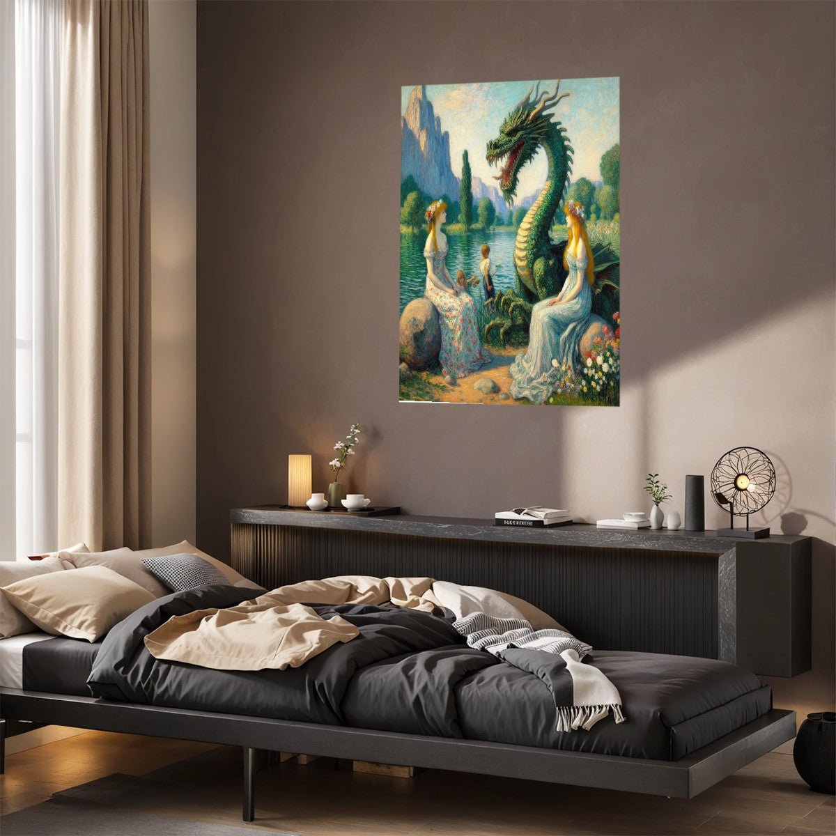 Two Ladies and a Dragon with Kids - Gregg Acini Adoree Designs - Poster