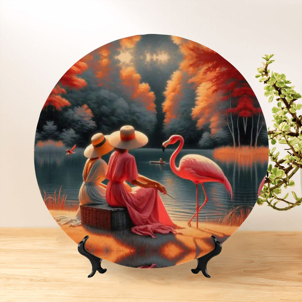 Two Ladies with a Flamingo Decorative Plate - Gregg Acini Adoree Designs - Decorative Plates