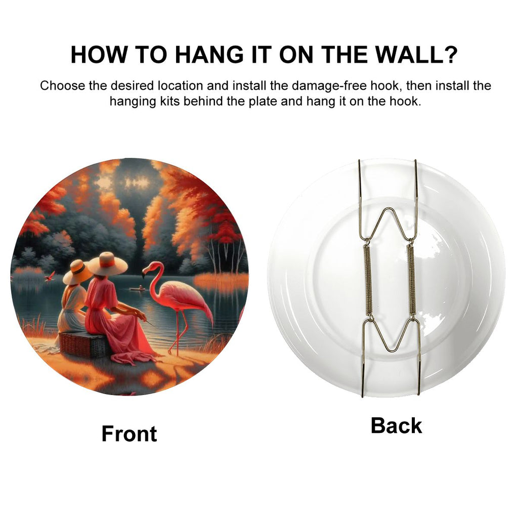 Two Ladies with a Flamingo Decorative Plate - Gregg Acini Adoree Designs - Decorative Plates