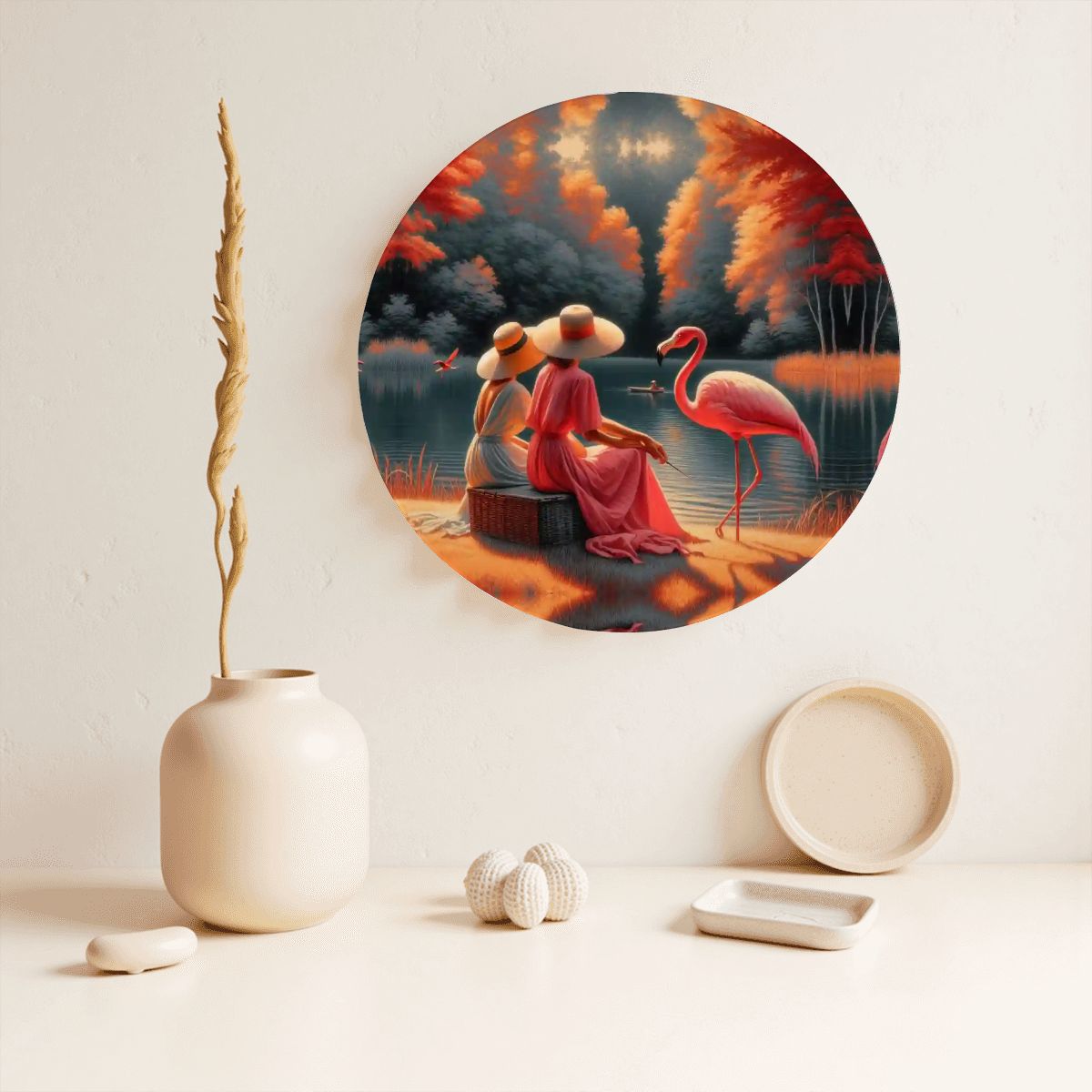 Two Ladies with a Flamingo Decorative Plate - Gregg Acini Adoree Designs - Decorative Plates
