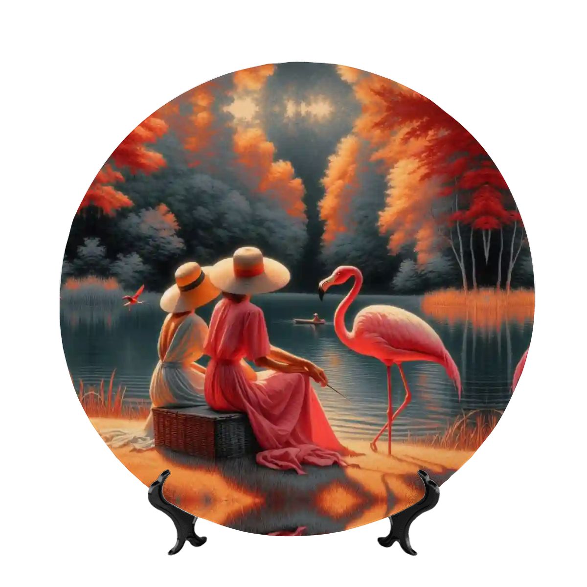 Two Ladies with a Flamingo Decorative Plate - Gregg Acini Adoree Designs - Decorative Plates