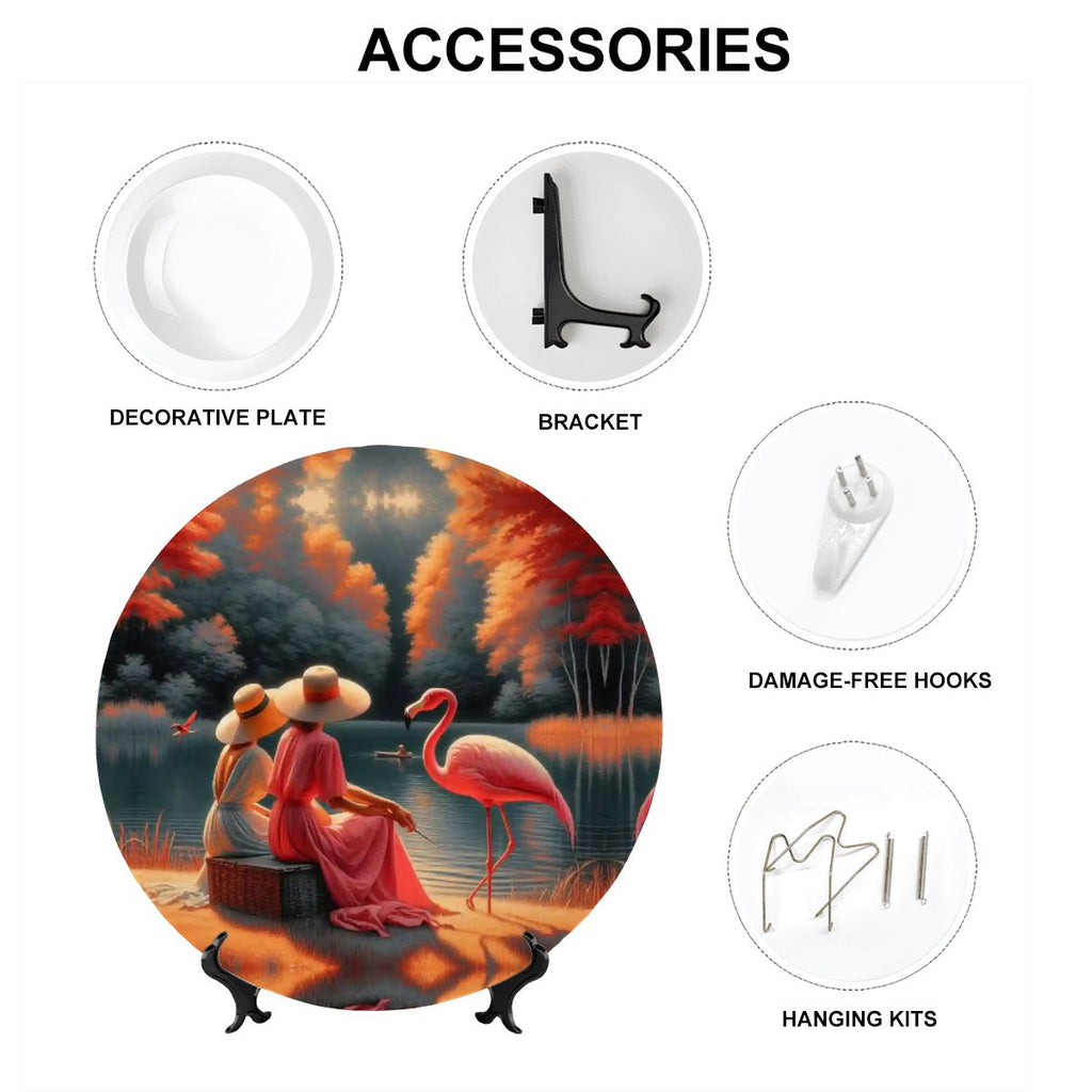 Two Ladies with a Flamingo Decorative Plate - Gregg Acini Adoree Designs - Decorative Plates