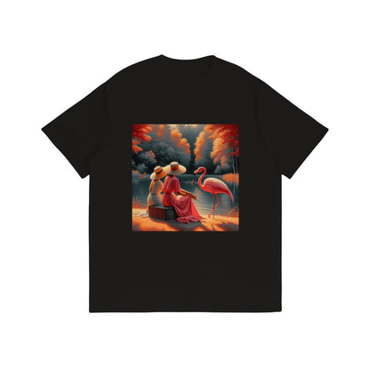 Two Ladies with a Flamingo - Gildan 5000 Unisex Cotton Tee - Gregg Acini Adoree Designs - T-Shirt