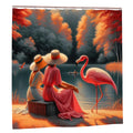 Two Ladies with a Flamingo Shower Curtain - Gregg Acini Adoree Designs - shower curtain