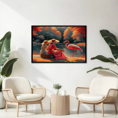 Two Ladies with a Flamingo Wooden Jigsaw Puzzles 1000 pcs - Gregg Acini Adoree Designs - Jigsaw Puzzle