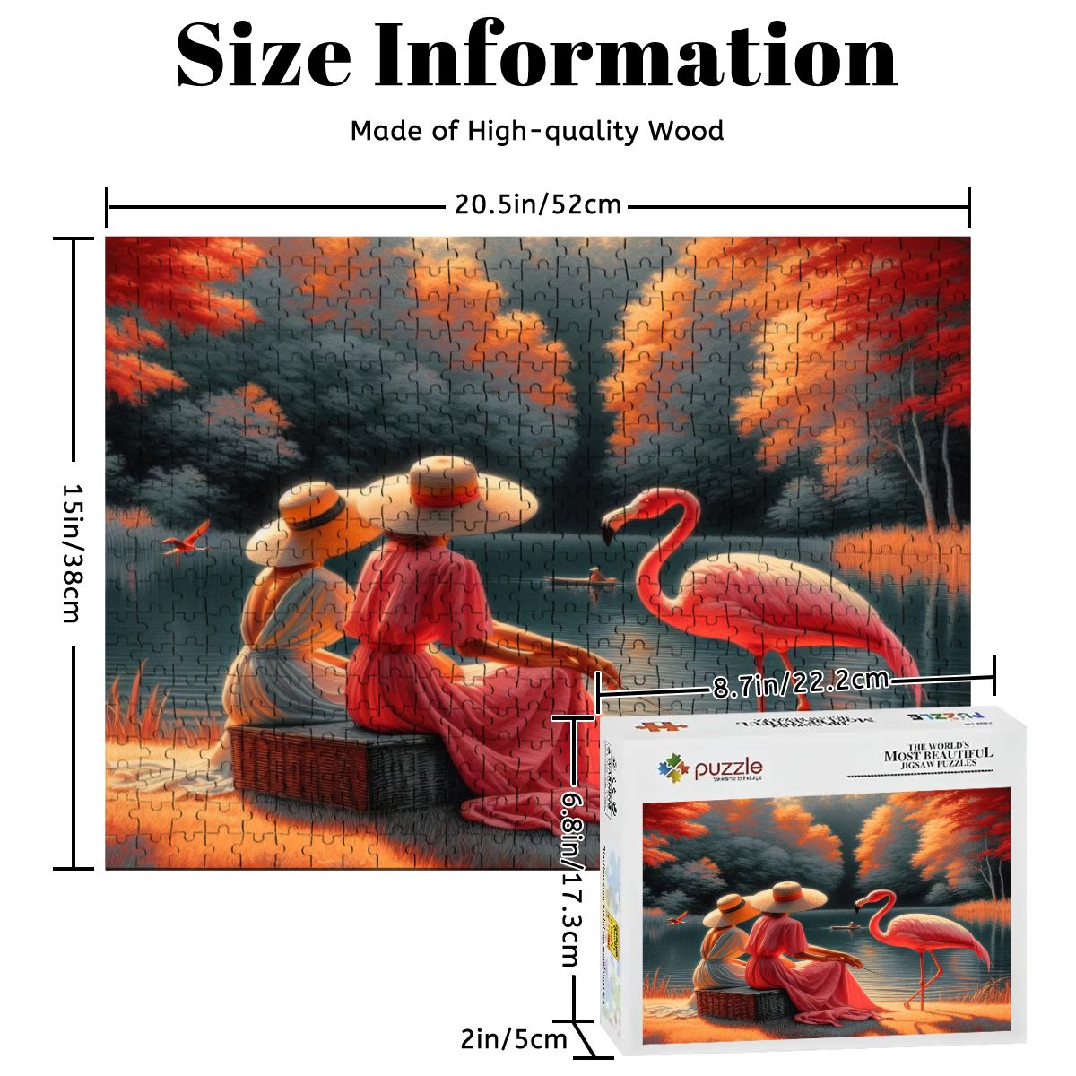 Two Ladies with a Flamingo Wooden Jigsaw Puzzles 500 pcs - Gregg Acini Adoree Designs - Jigsaw Puzzle