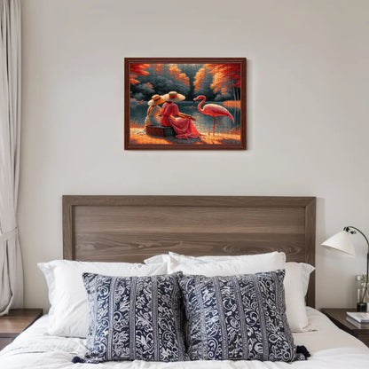 Two Ladies with a Flamingo Wooden Jigsaw Puzzles 500 pcs - Gregg Acini Adoree Designs - Jigsaw Puzzle