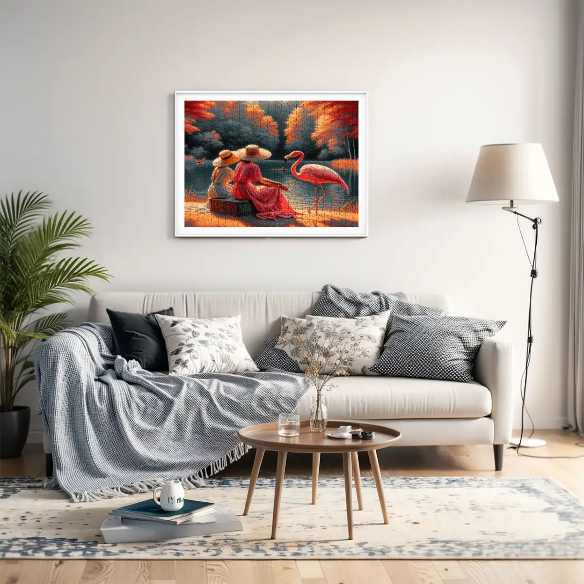Two Ladies with a Flamingo Wooden Jigsaw Puzzles 500 pcs - Gregg Acini Adoree Designs - Jigsaw Puzzle