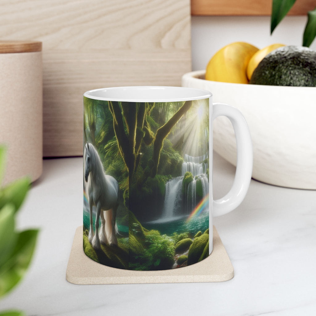 Unicorn by a Waterfall Ceramic Coffee Mug by Gregg Acini Adoree Designs - Gregg Acini Adoree Designs - Mug